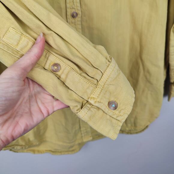 Anthropologie Pilcro Button Up Shirt Womens‎ Small Yellow Cotton Linen Blend - Picture 2 of 7